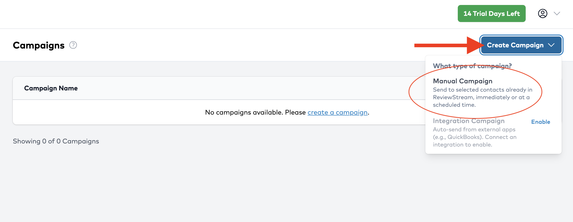 Click the “Add Campaign” Button