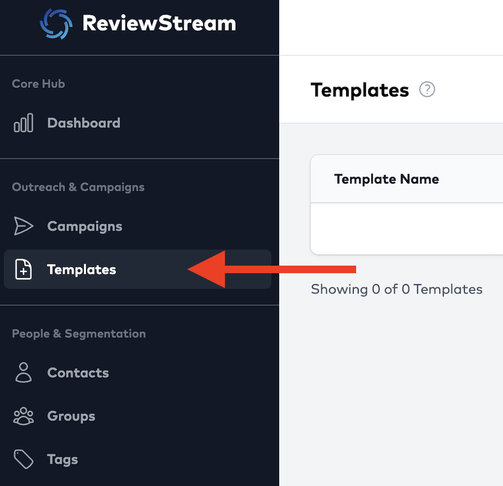 Select &quot;Templates&quot; in left-hand navigation